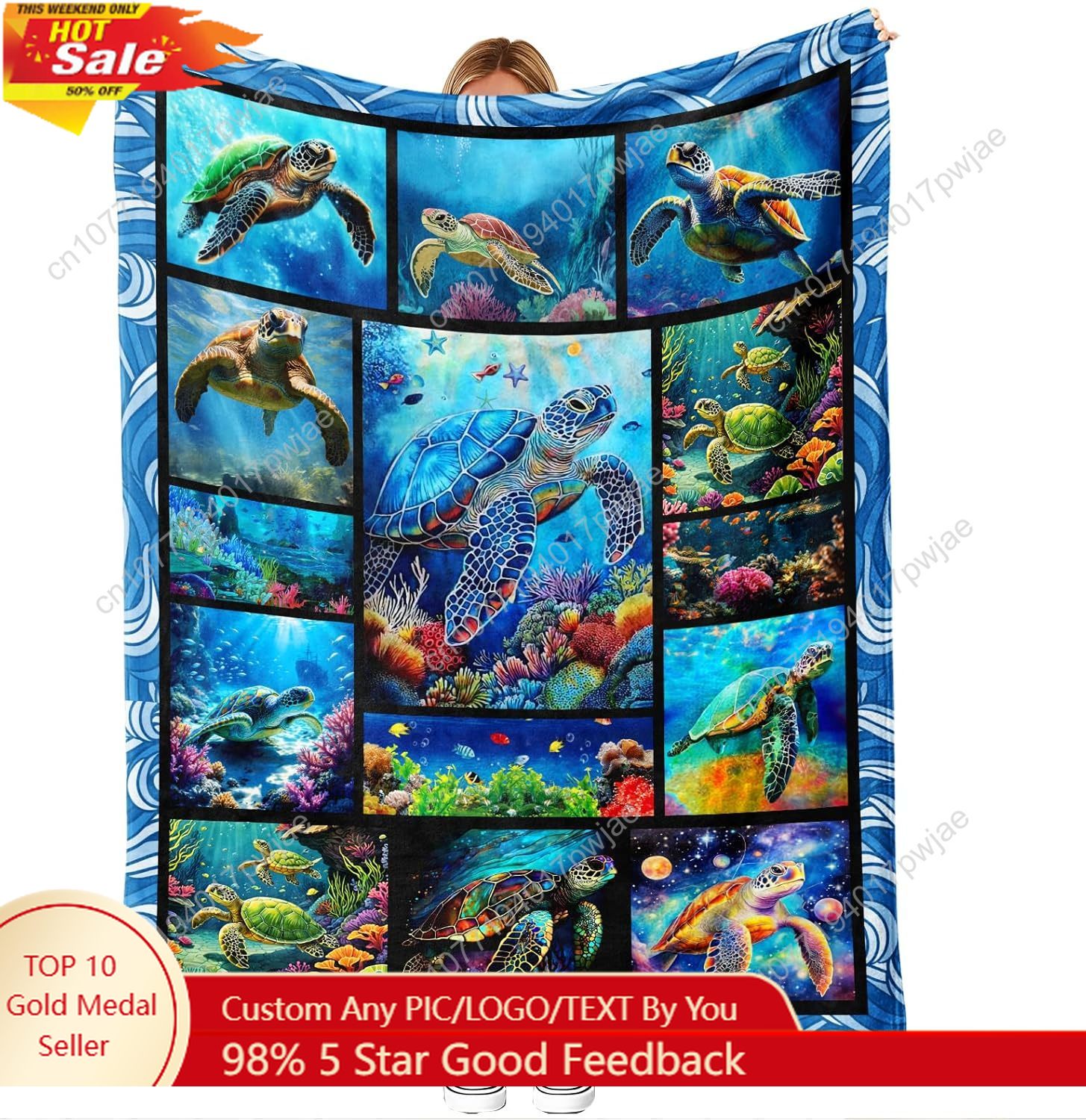 Home Textiles Blanket - Deniz Kaplumbağası Flanel Battaniye Yumuşak Rahat
