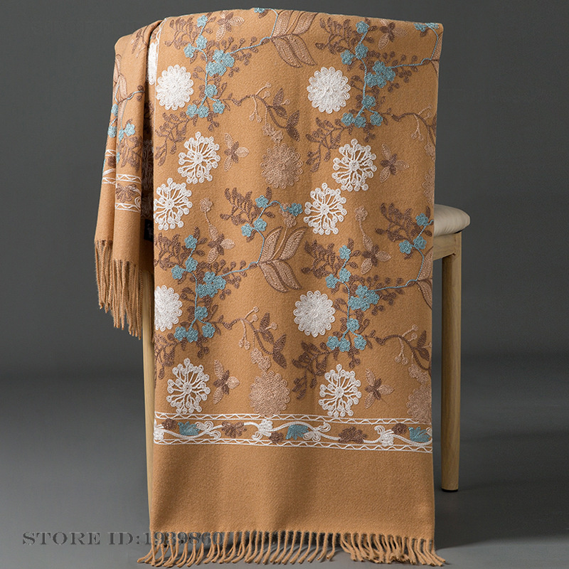 Home Textiles Blanket - Kadın Kaşmir Paşmina Eşarp Şal Nakışlı