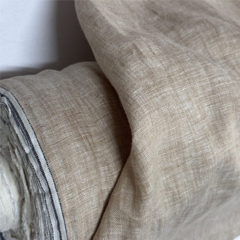 Linum Home Textiles - Açık Kahverengi Saf Keten Kumaş Çin
