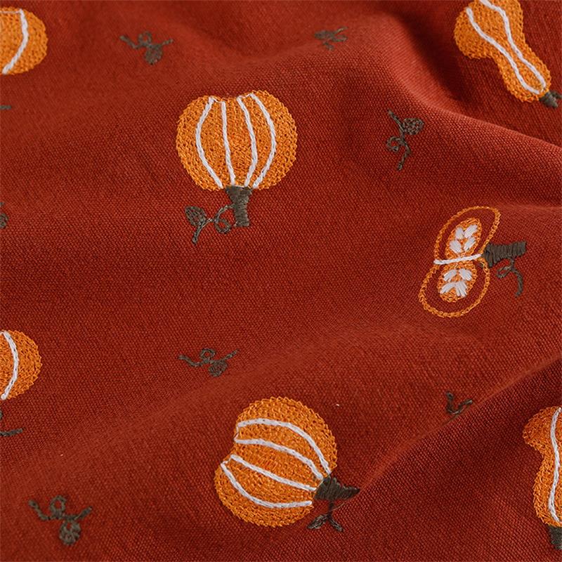 Linum Home Textiles - Pamuk keten kabak işlemeli kumaş el