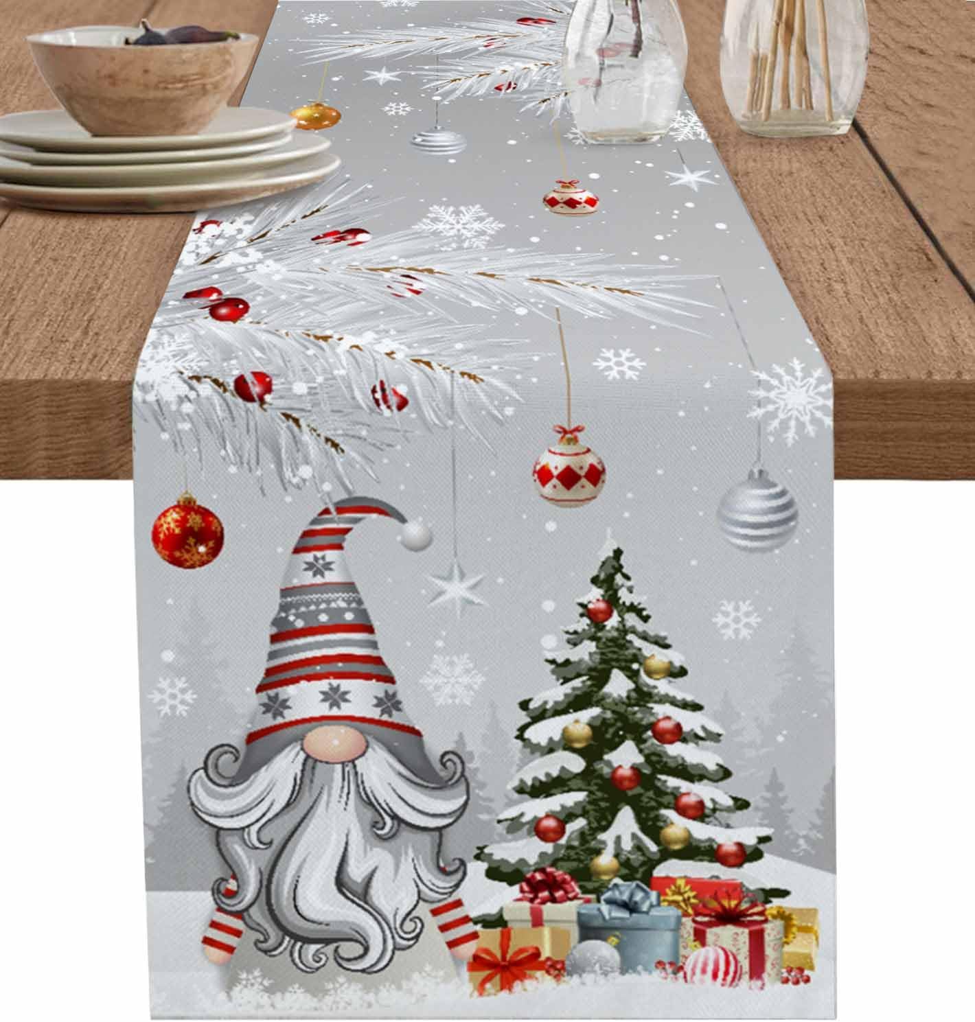 Linum Home Textiles - Noel gri Gnomes keten masa koşucular