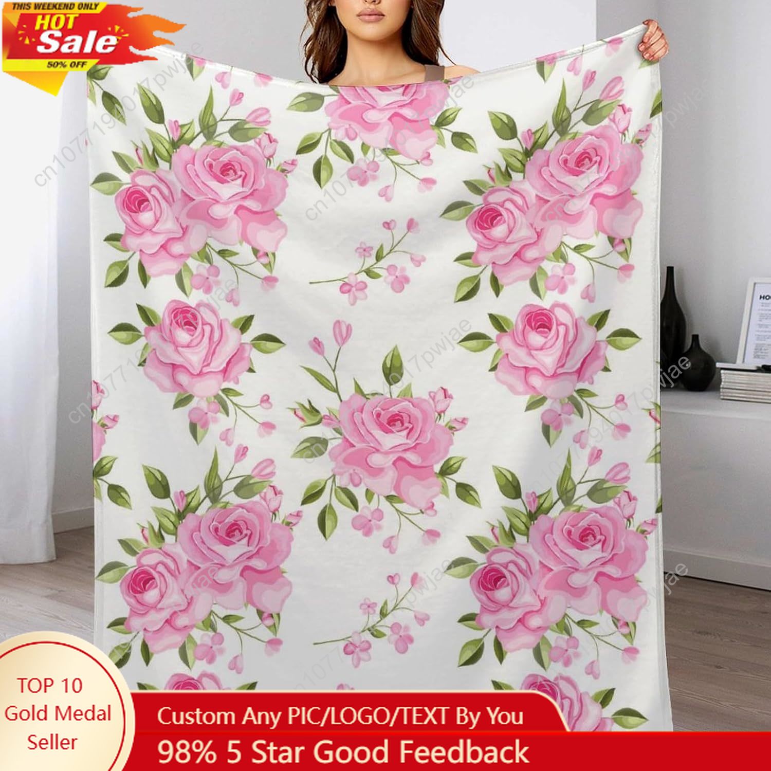 Pembe Çiçekli Battaniye Çiçek  - Home Textiles Blanket incelemesi ve fiyatı