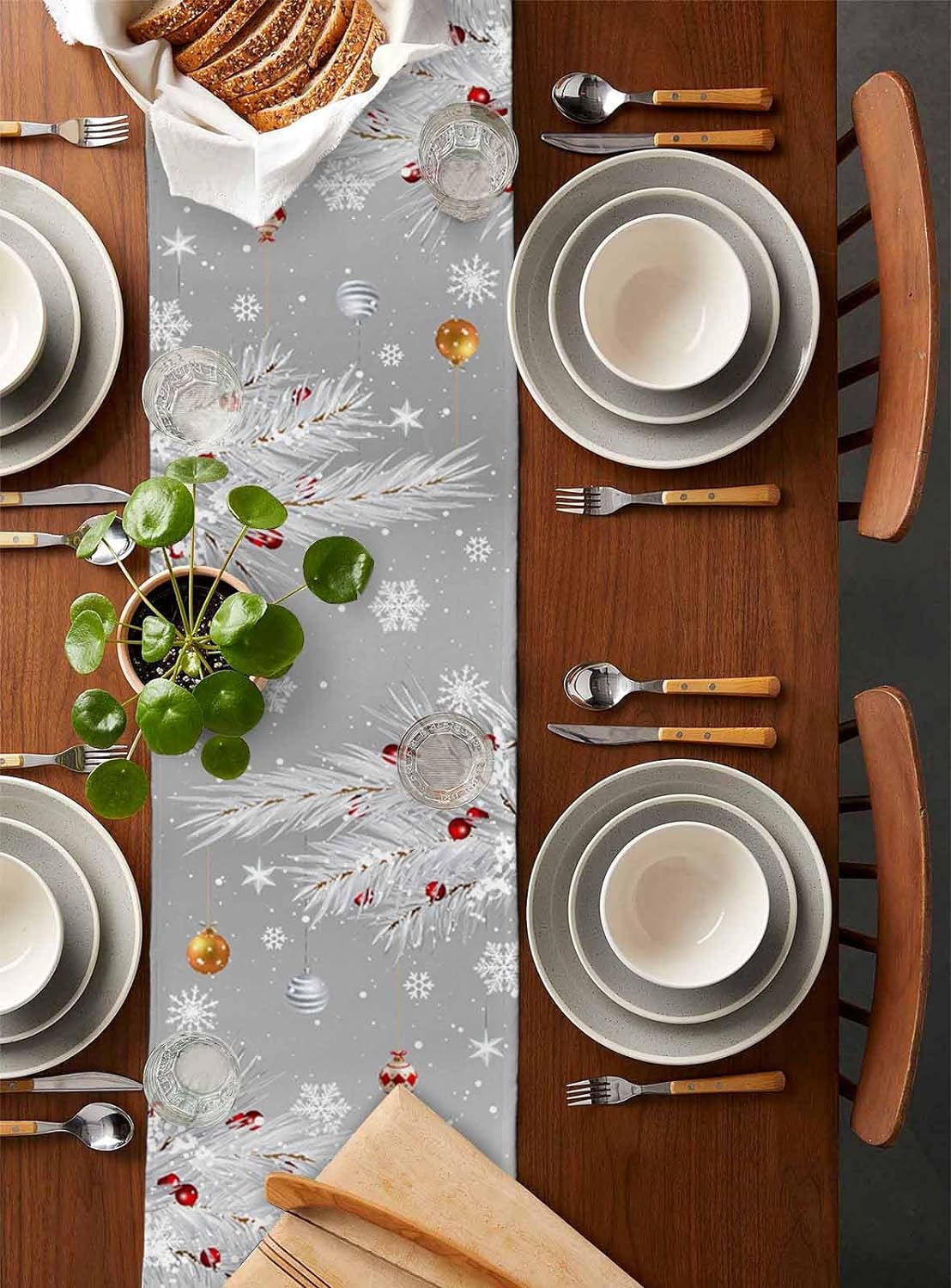 Noel gri Gnomes keten masa koş - Linum Home Textiles incelemesi ve fiyatı