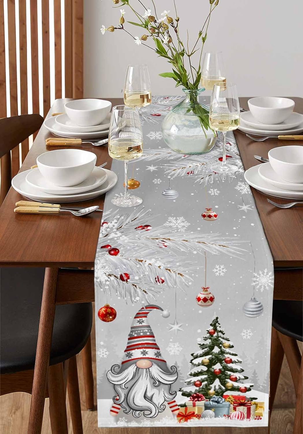 Noel gri Gnomes keten masa koş - Linum Home Textiles incelemesi ve fiyatı
